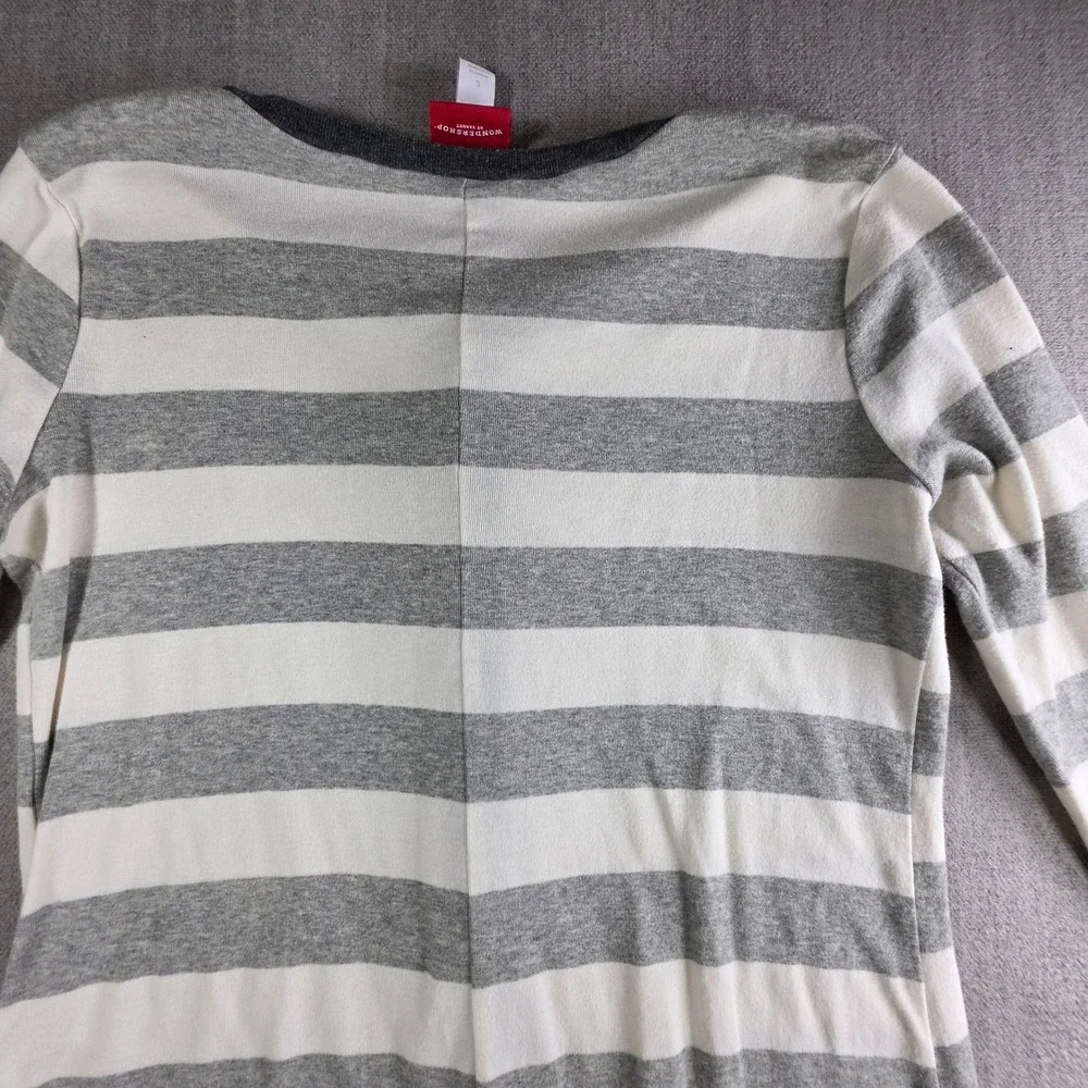 Wondershop One Piece Pajamas Women Large Grey White Striped Henley Union Suit‎